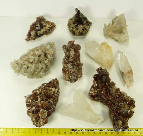 Ten quartz specimens from the Northern and Western Cape SA