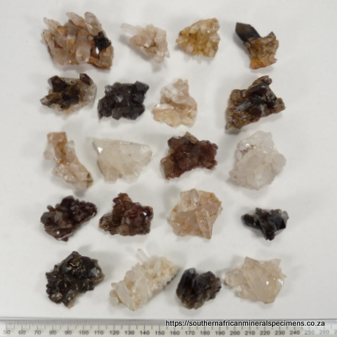 20 quartz crystal specimens from the Northern and Western Cape