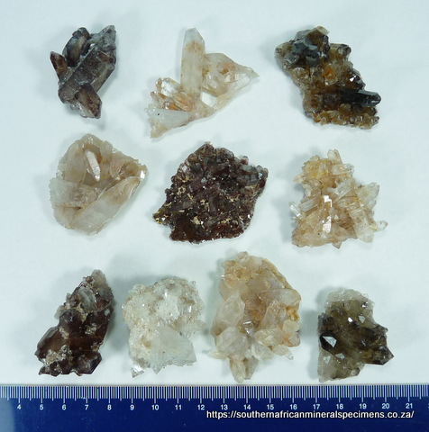 10 quartz crystal specimens from the Northern and Western Cape