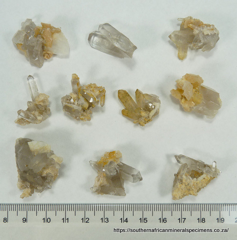 10 quartz specimens from Vredendal, Western Cape