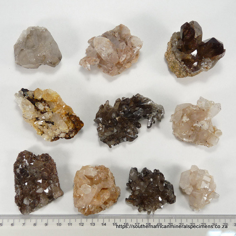 10 quartz specimens from the Northern and Western Cape SA