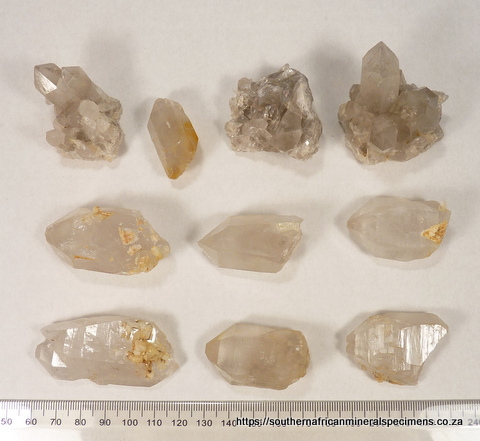 10 med. quality quartz specimens from Vredendal, Western Cape