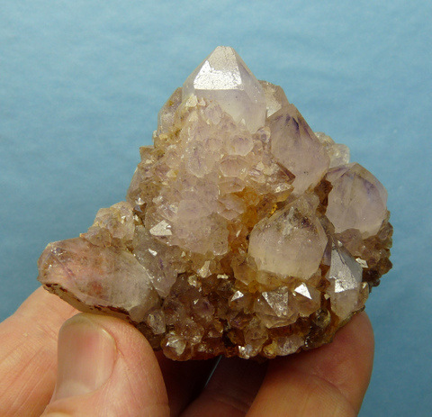 Cactus quartz crystal group with faint amethyst colouring