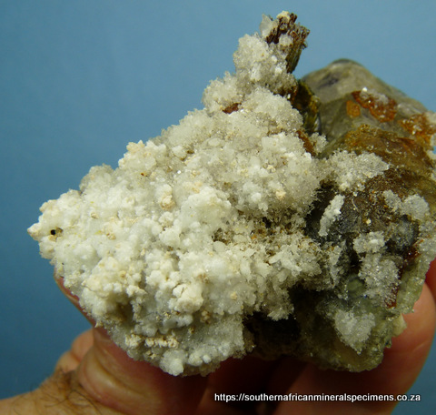 Fluorite, schorl and hyalite opal on matrix