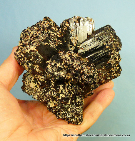 Schorl crystal cluster with feldspar sprinkling
