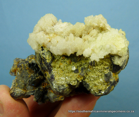 Hyalite opal, fluorite and schorl
