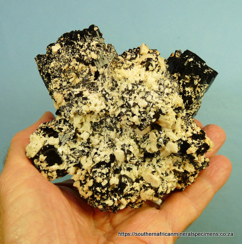 Schorl crystal group with feldspar sprinkling