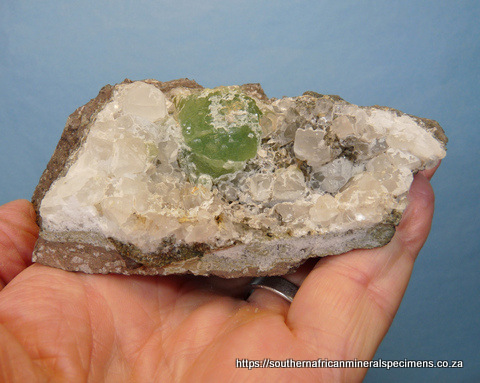 Prehnite, calcite and quartz on matrix