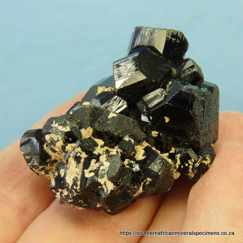 2-sided schorl crystal cluster with bits of feldspar