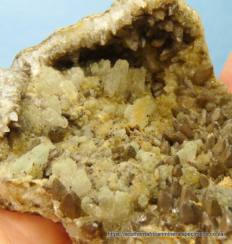 Calcite geode with dogtooth calcite and chalcedony