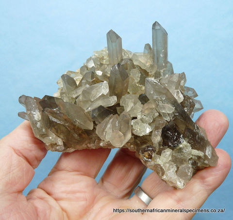 Smoky quartz crystal group
