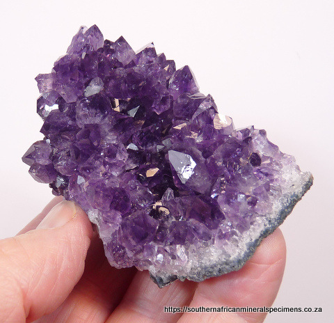 Amethyst quartz crystals on chalcedony matrix
