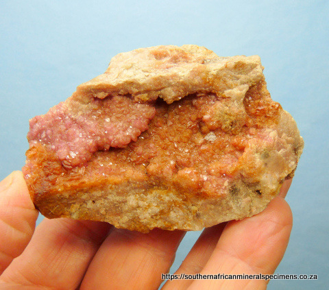 Cobaltoan dolomite crystals on rock matrix