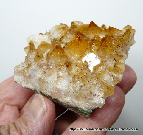 Citrine quartz crystals on basalt matrix