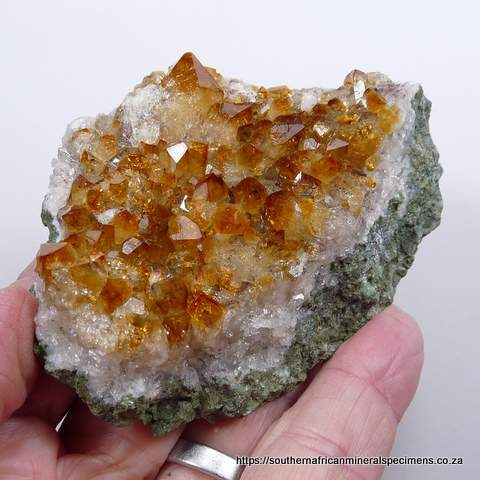 Citrine quartz crystals on basalt matrix