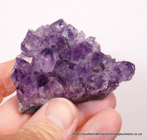 Amethyst quartz crystals on chalcedony matrix