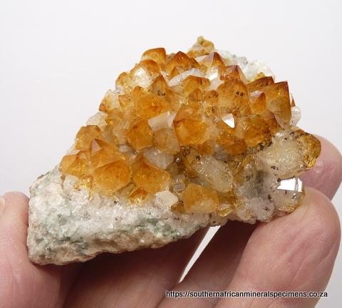 'Citrine' quartz crystals on basalt matrix