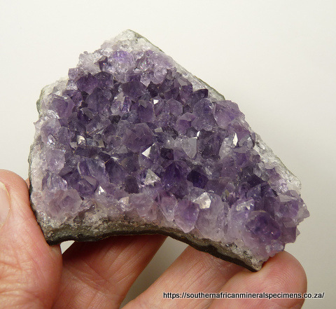 Drusy amethyst quartz crystals on basalt matrix