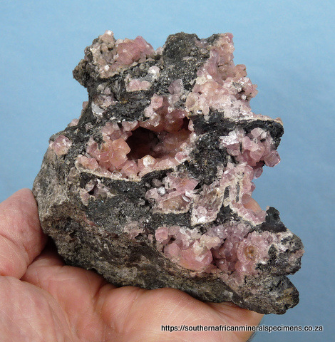 Cobaltoan smithsonite and chalcocite on matrix