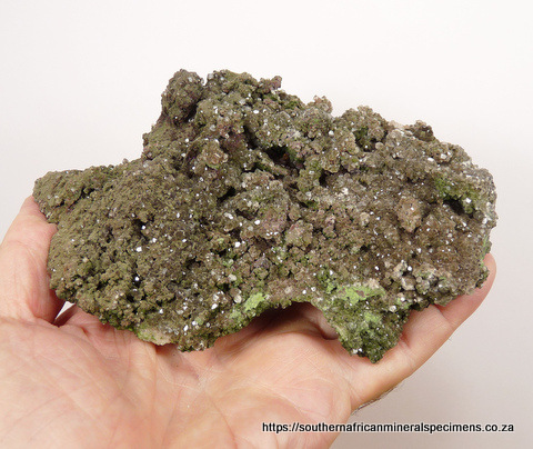 Smithsonite and mottramite on a conglomorate matrix