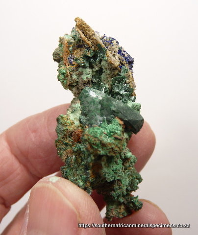 Small malachite and azurite crystals on matrix