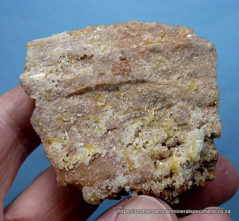 Quartz crystals, with numerous small mimetite crystals, on matrix