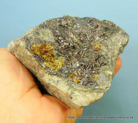 Chalcopyrite on rock matrix, 2-sided