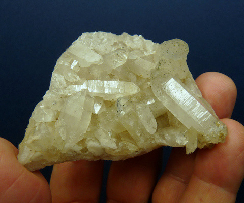 Plate of quartz crystals, some with chlorite inclusions