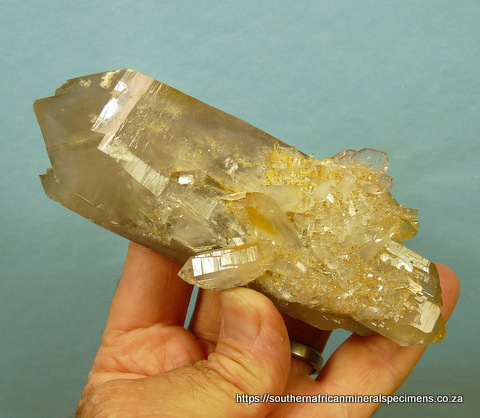 Double-terminated, light smoky quartz specimen