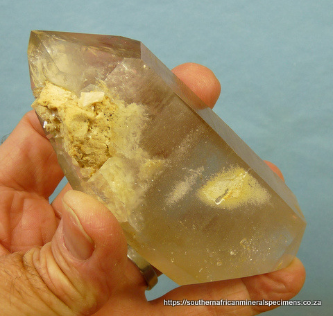Double-terminated, light smoky quartz crystal