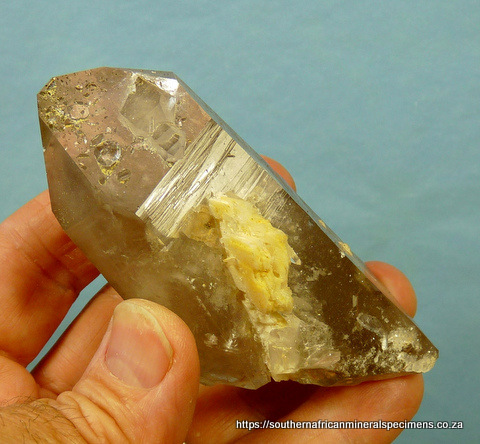 Quartz crystals with bits of goethite