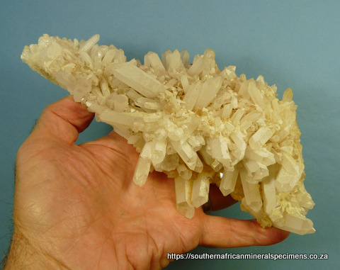 Quartz crystal group with clear core and sandblasted outer appearrance, display specimen